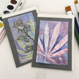 Handmade Cannabis Marijuana Greeting Cards Set of2